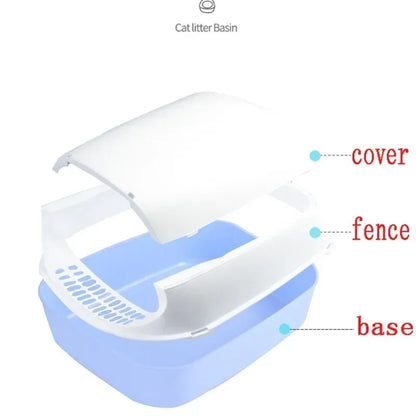 Semi-Enclosed Splashproof Cat Litter Box for Easy Cleaning