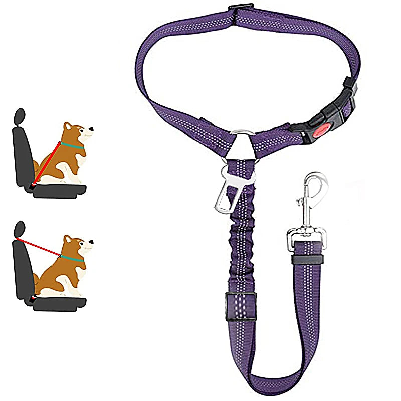 Adjustable Dog Harness and Car Seat Belt for Pets