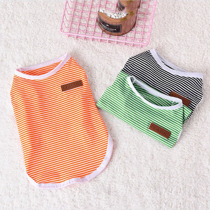 Striped Cotton Sleeveless T-Shirt for Small Dogs and Cats