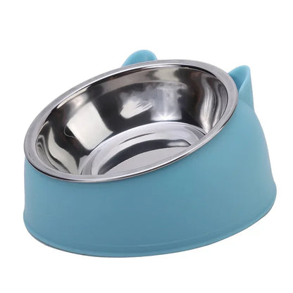 Inclined Stainless Steel Cat and Dog Feeding Bowl