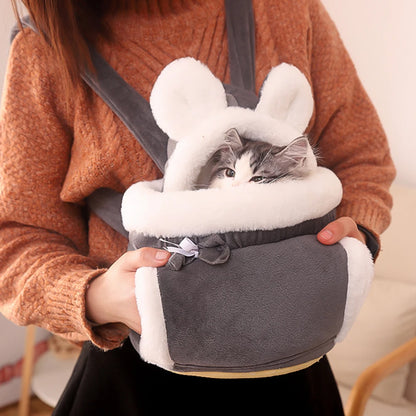 Warm Plush Cat Backpack Carrier for Travel and Outdoor Use