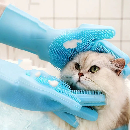 Silicone Bath Gloves and Scrub Brush for Dogs