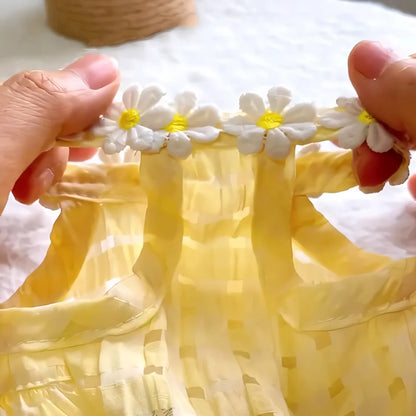 Summer Floral Cat and Small Dog Dress with Collar