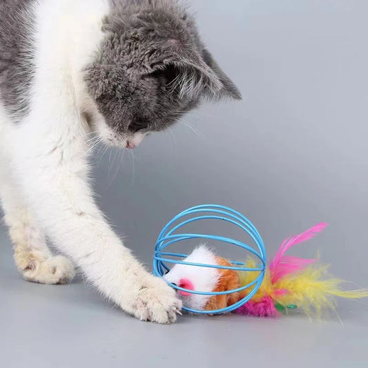 Plush Colorful Mouse Toy Ball for Cats and Kittens