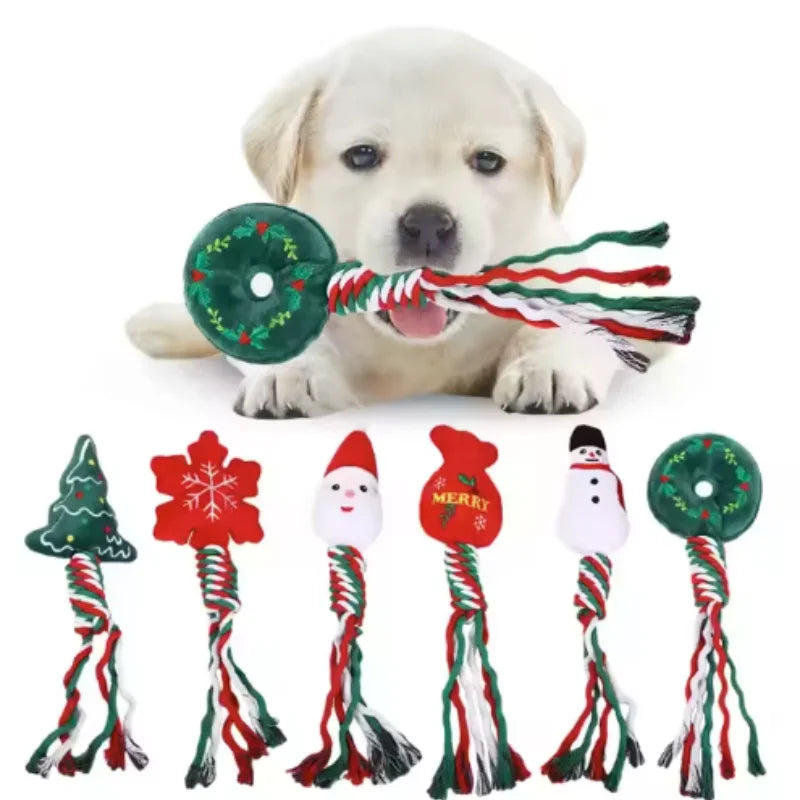 Cute Interactive Dog Squeaky Chew Toy with Cotton Ropes