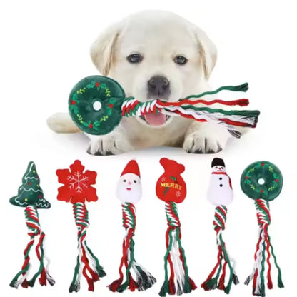 Cute Interactive Dog Squeaky Chew Toy with Cotton Ropes