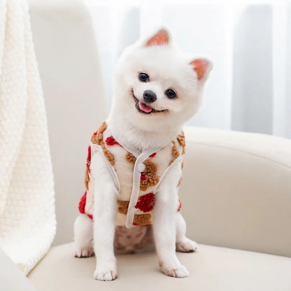 Warm Floral Print Fleece Vest for Small Dogs and Puppies