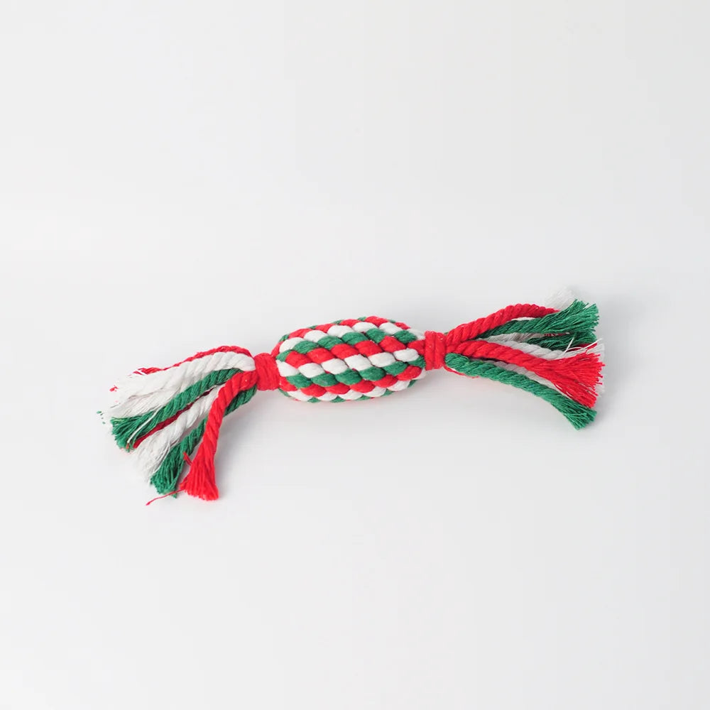 Christmas Cotton Rope Dog Toy Set - Bite-Resistant & Interactive