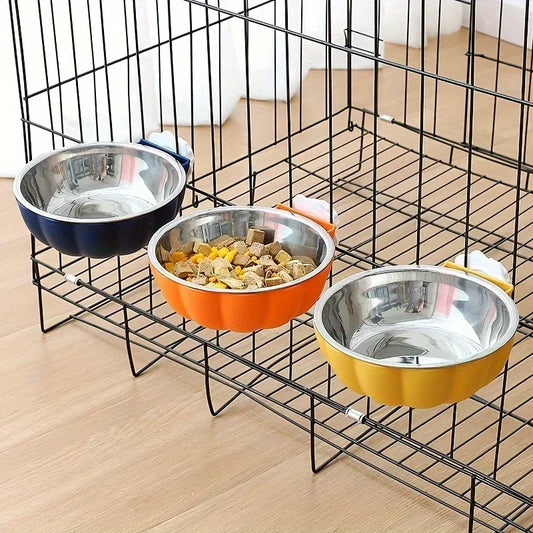 Portable Stainless Steel Pet Bowl for Cage Feeding