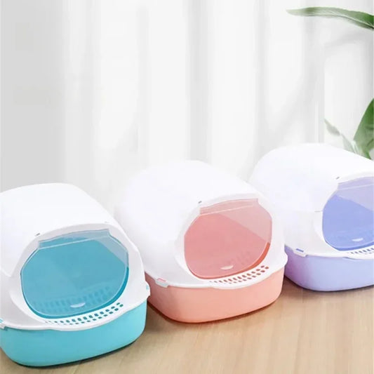 Semi-Enclosed Splashproof Cat Litter Box for Easy Cleaning