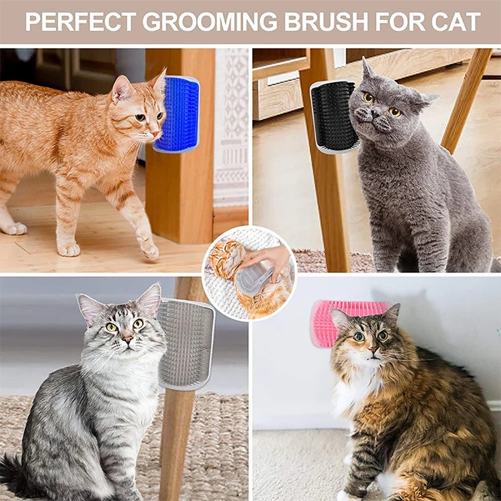 Cat Self-Cleaning Brush and Scratcher for Cats with Catnip