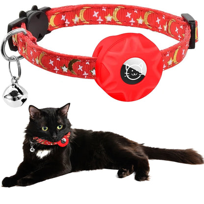 Reflective Cat Collar with Airtag Holder and Safety Breakaway