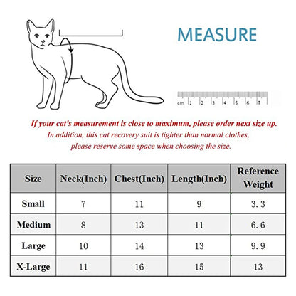 Breathable Cat Recovery Suit for Wound Protection