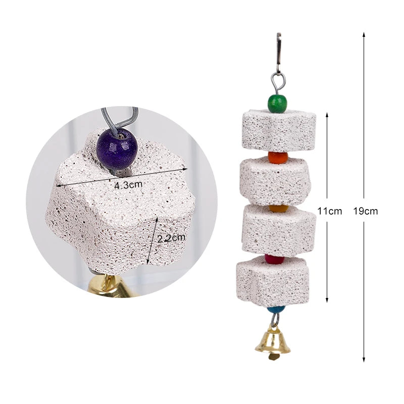 Calcium Stone Chewing Toy with Bells for Small Pets