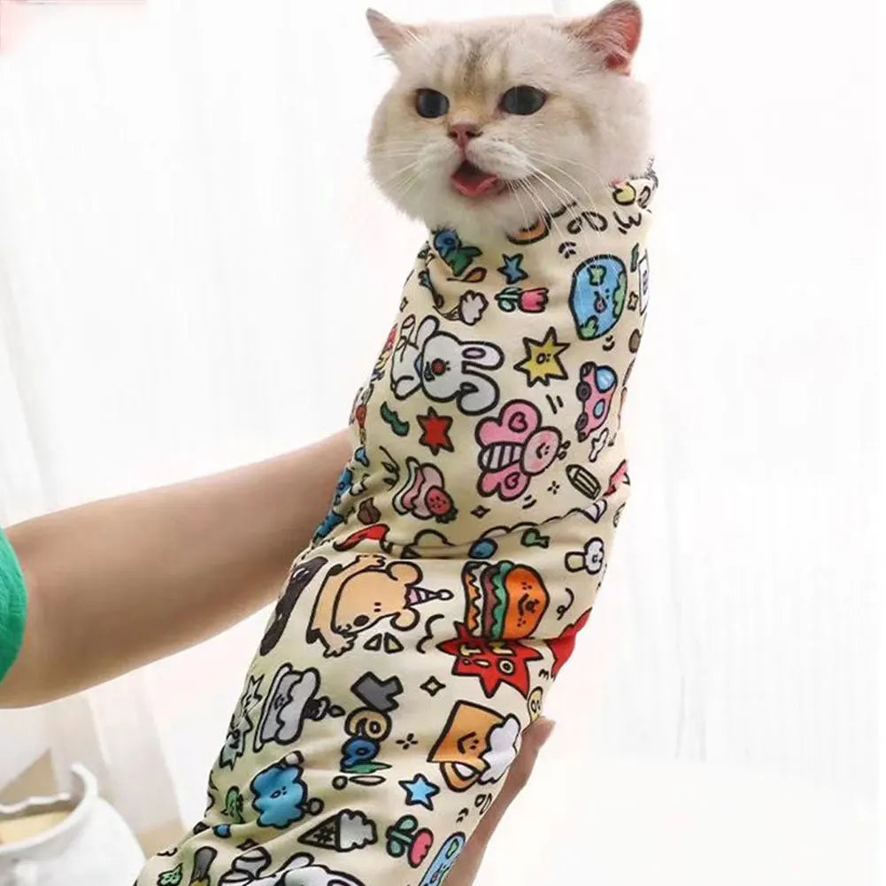 Self-Adhesive Cat Grooming Swaddle Wrap for Nail Care