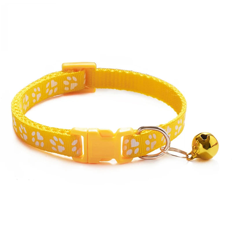 Dog Print Cat Collar with Bell - Multiple Color Options