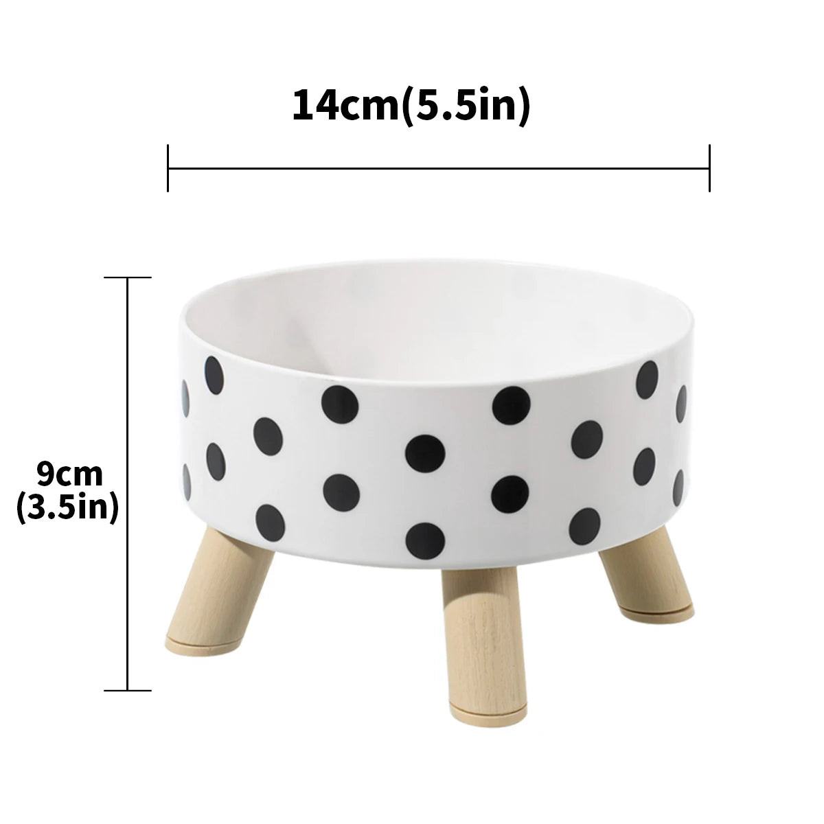 Polka Dot Non-Slip Plastic Pet Bowl for Cats and Dogs