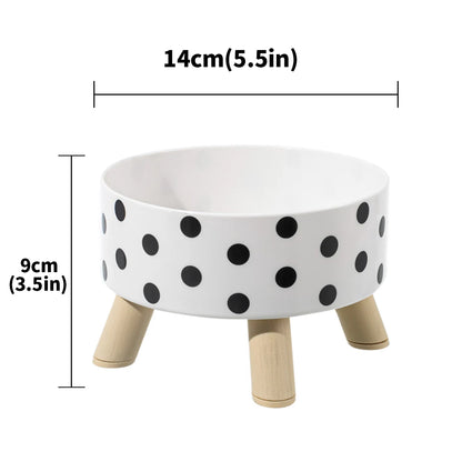 Polka Dot Non-Slip Plastic Pet Bowl for Cats and Dogs