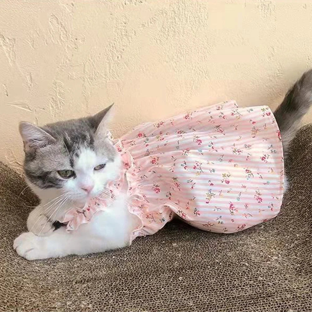 Floral Cotton Suspender Skirt for Cats and Dogs