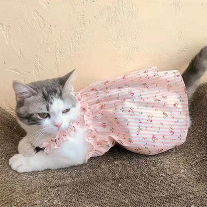 Floral Cotton Suspender Skirt for Cats and Dogs