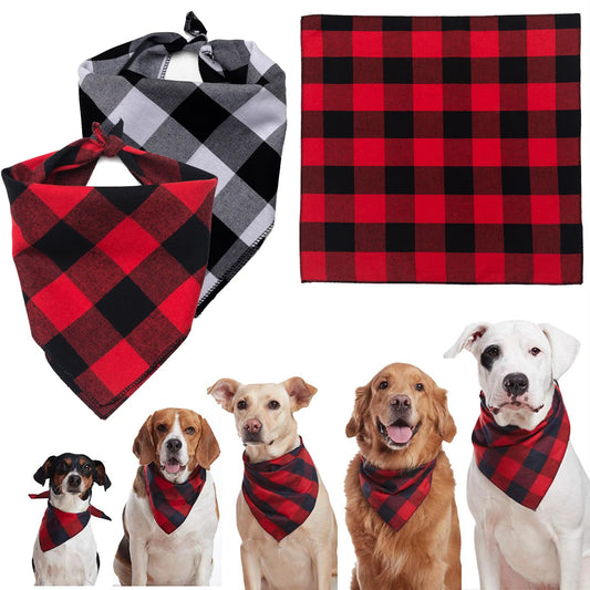Plaid Cotton Bandana for Medium to Large Dogs