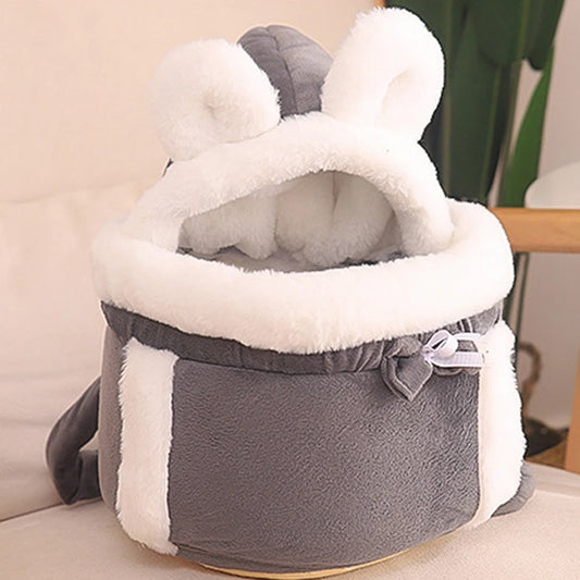 Warm Plush Cat Backpack Carrier for Travel and Outdoor Use