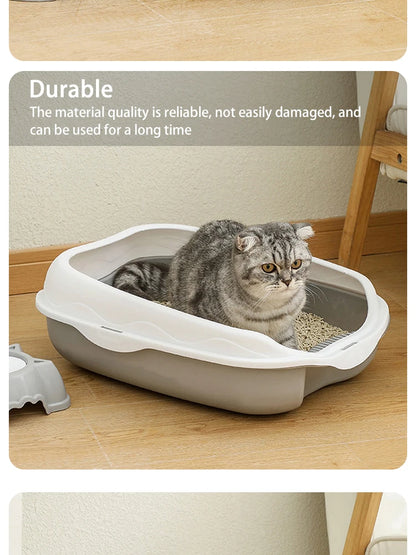 Large Semi-Enclosed Spatter-Proof Cat Litter Box