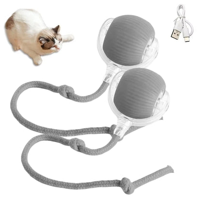 Rechargeable Interactive Cat Ball Toy with Faux Tail