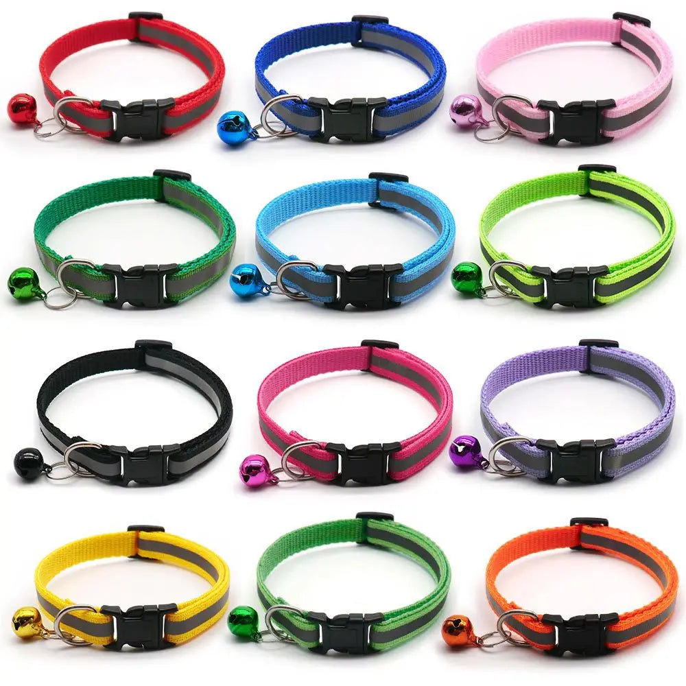 Adjustable Reflective Collars with Bells for Cats and Small Dogs