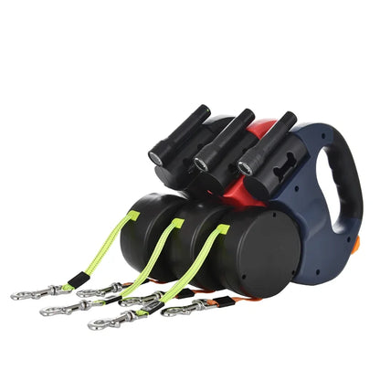 Reflective Retractable Double Dog Leash for Small Dogs