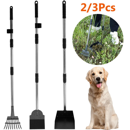 Pet Pooper Scooper Set with Long Handle for Easy Waste Clean-Up