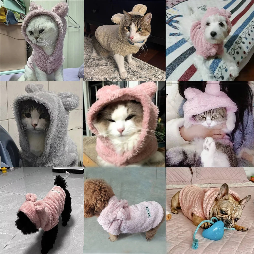 Fleece Hoodie for Small Dogs and Cats - Warm Winter Coat