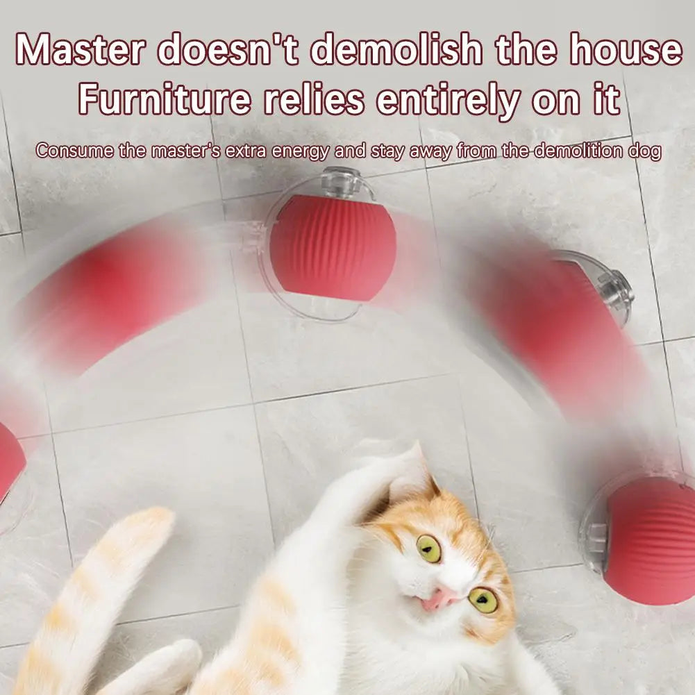 Rechargeable Interactive Cat Ball Toy with Faux Tail
