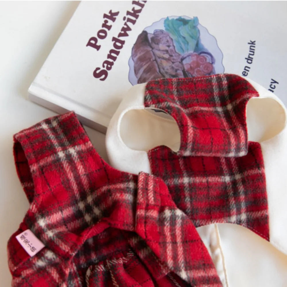 Plaid Christmas Dog Vest and Skirt for Small Pets