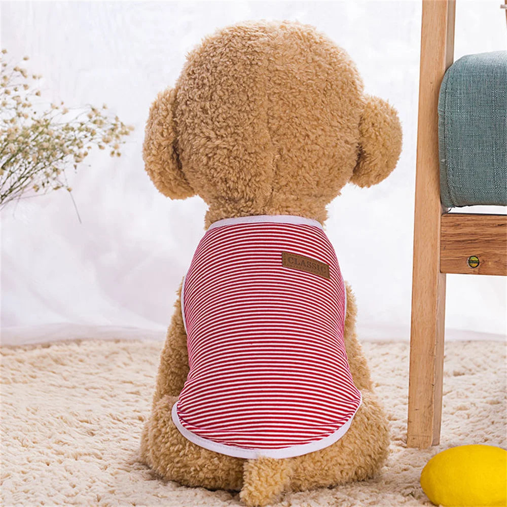 Striped Cotton Sleeveless T-Shirt for Small Dogs and Cats