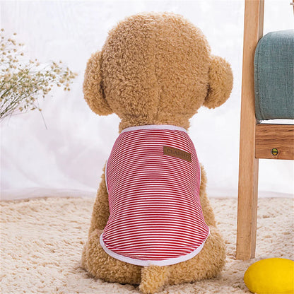 Striped Cotton Sleeveless T-Shirt for Small Dogs and Cats