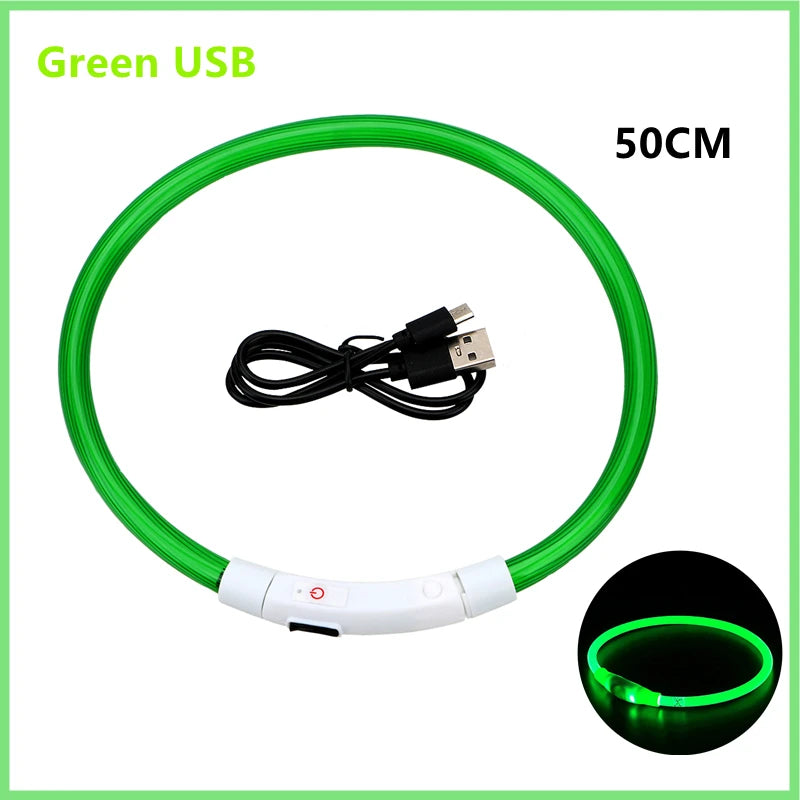 LED Glowing USB Rechargeable Pet Safety Collar for Dogs and Cats