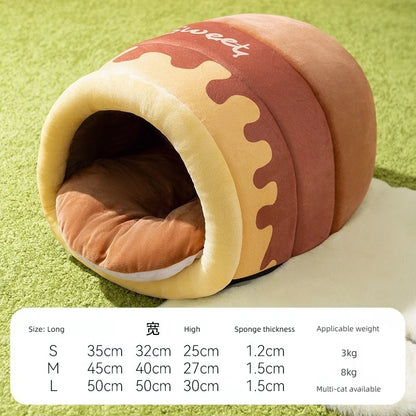 Reindeer-Themed Cat Tunnel Hideaway and Plush Bed