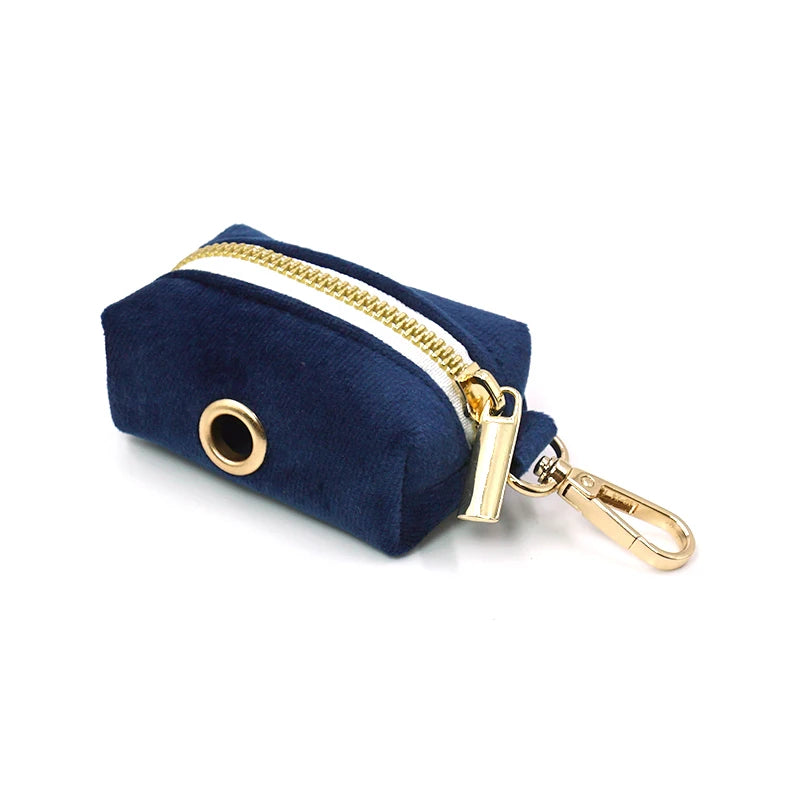 Personalized Deep Blue Velvet Dog Harness and Leash Set