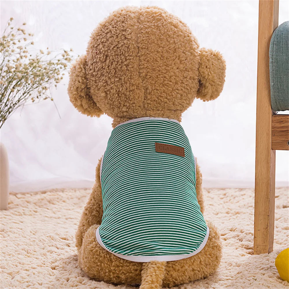 Striped Cotton Sleeveless T-Shirt for Small Dogs and Cats