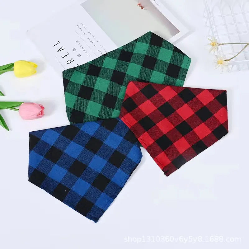 Plaid Cotton Bandana for Medium to Large Dogs