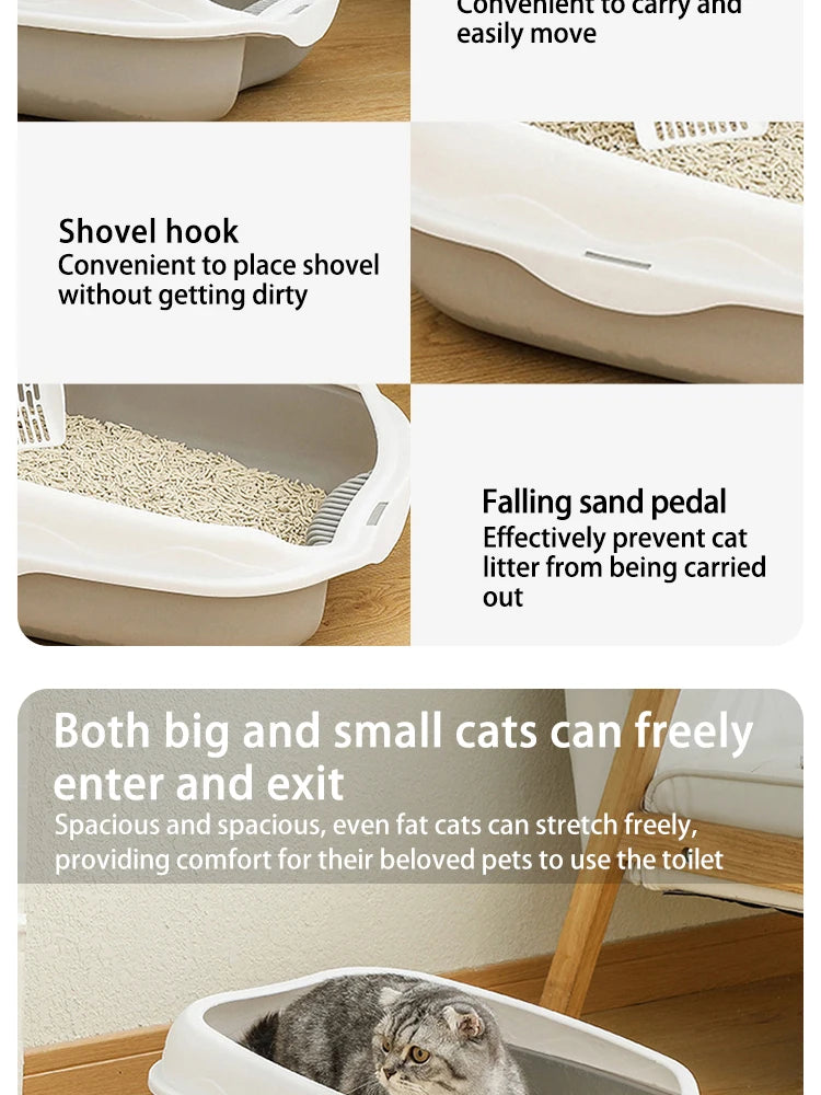 Large Semi-Enclosed Spatter-Proof Cat Litter Box