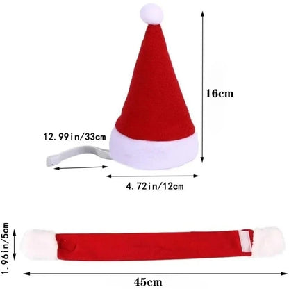 Pet Christmas Hat and Scarf Set for Cats and Small Dogs