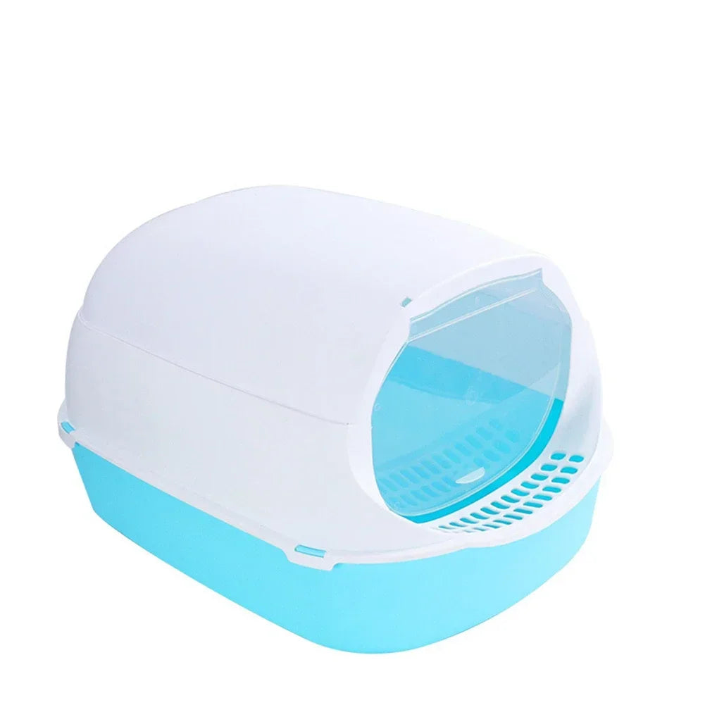 Semi-Enclosed Splashproof Cat Litter Box for Easy Cleaning