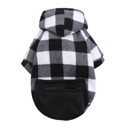 Plaid Dog Hoodie Jacket for Cold Weather - Warm Pet Apparel