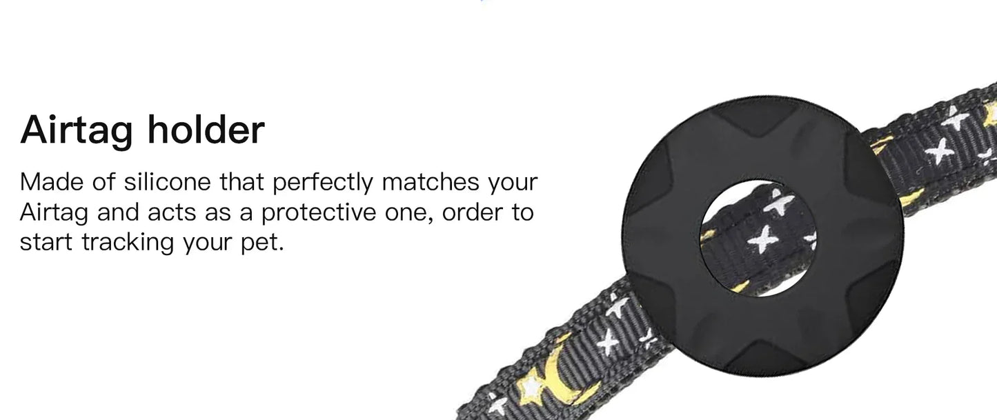 Reflective Cat Collar with Airtag Holder and Safety Breakaway