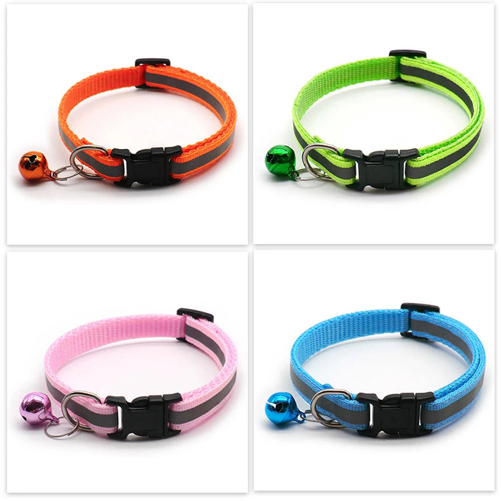 Adjustable Reflective Collars with Bells for Cats and Small Dogs