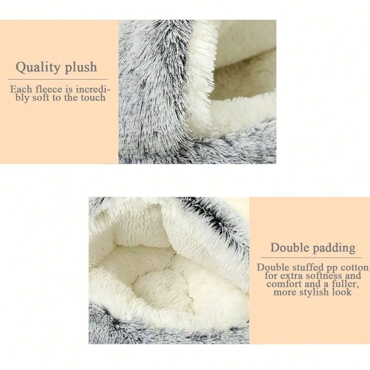 Fluffy Hooded Pet Bed for Cats and Small Dogs