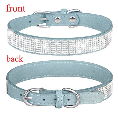 Glitter Rhinestone Dog Collar with Zinc Alloy Buckle for Small Pets