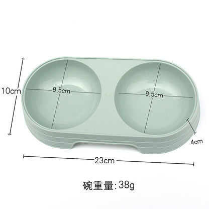 Pet Double Bowl Feeder Tray for Cats and Dogs - Macaron Design